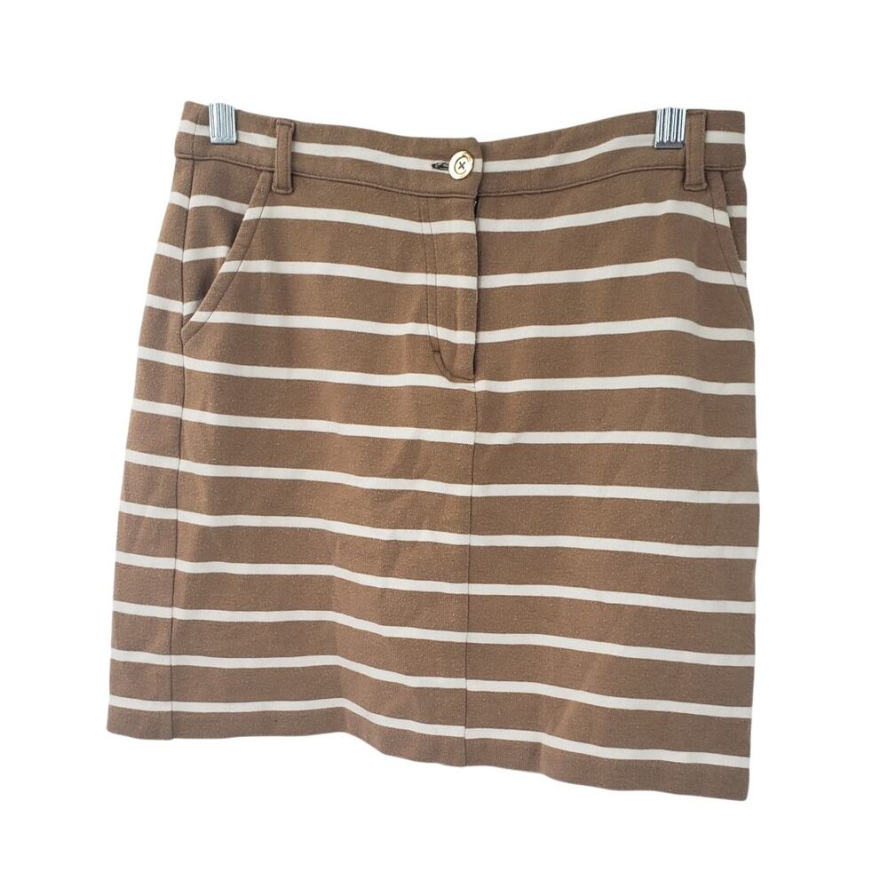 Boden Size 4 Regular Cotton Stripe Tan Skirt Mini Casual Summer